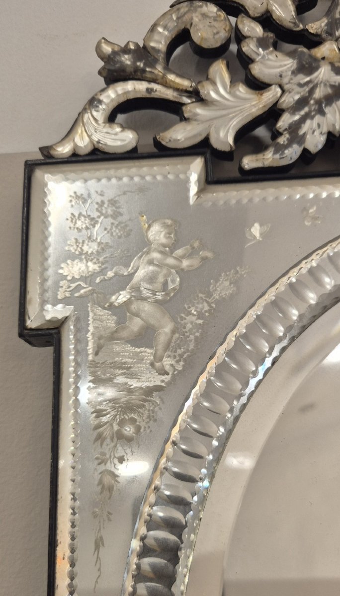 Antique 19th-century "venice 4 Seasons" Mirror, 40 X 65 Cm-photo-2