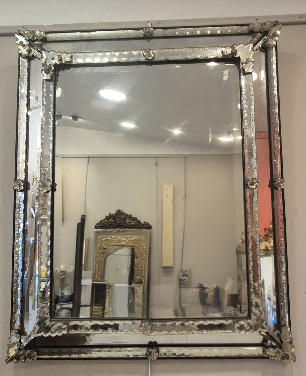 miroir verre de Venise glaces anciennes 67*80 cm