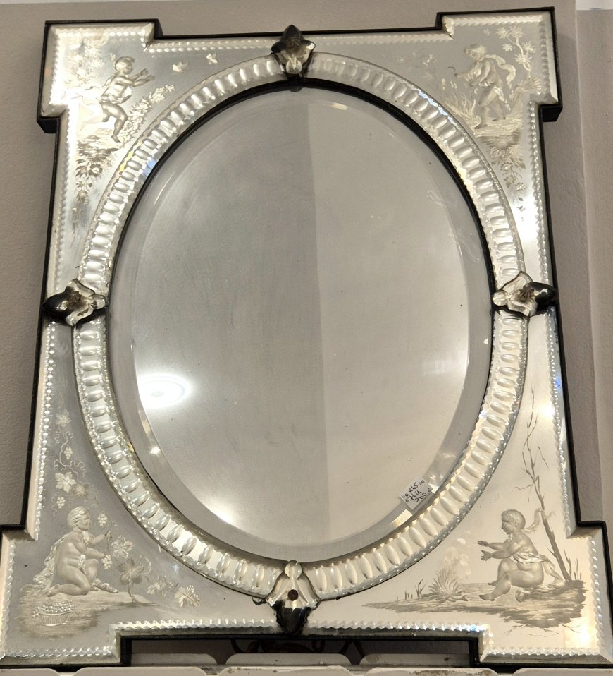 Antique Venice Mirror With "4 Seasons" Glazing Beads, 40 X 50 Cm-photo-2