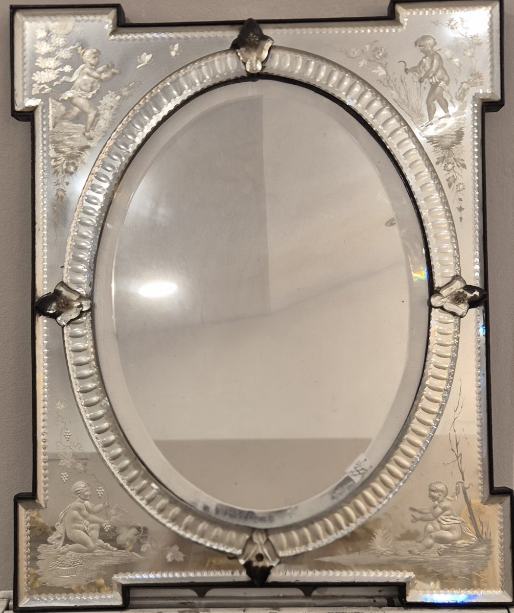 Antique Venice Mirror With "4 Seasons" Glazing Beads, 40 X 50 Cm