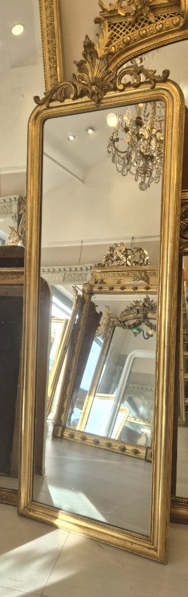 Antique Gilded Napoleon III Mirror, 77 X 217 Cm-photo-2