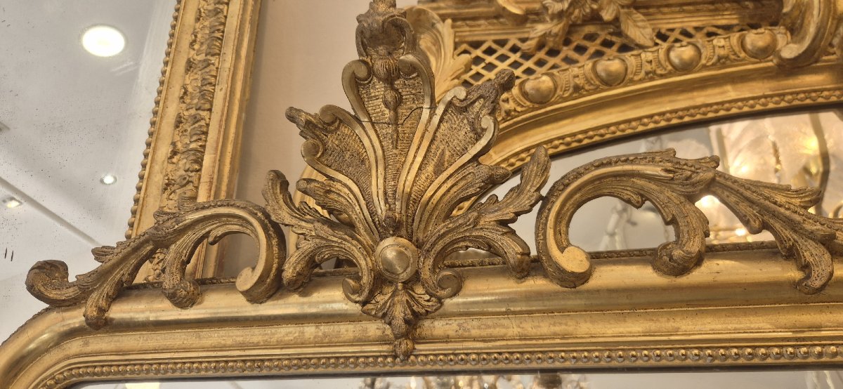 Antique Gilded Napoleon III Mirror, 77 X 217 Cm-photo-3