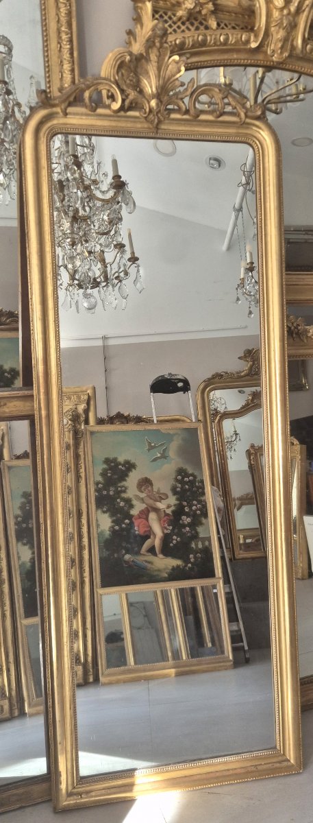 Antique Gilded Napoleon III Mirror, 77 X 217 Cm-photo-4