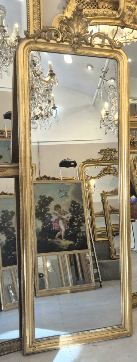 Antique Gilded Napoleon III Mirror, 77 X 217 Cm