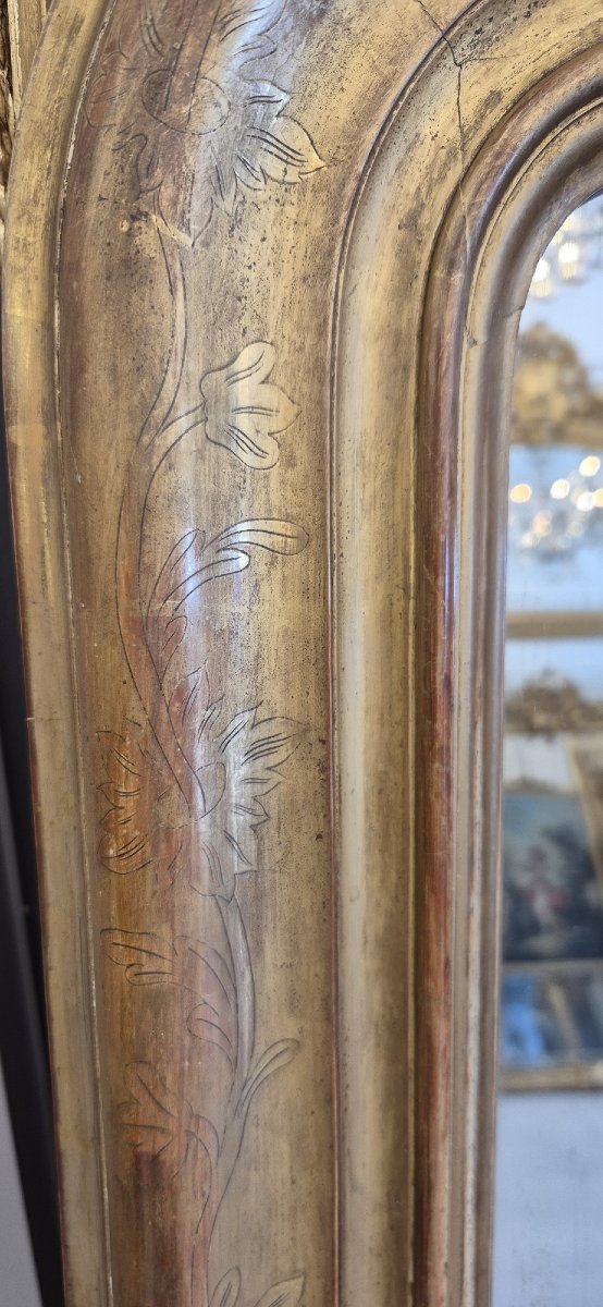 Miroir Louis Philippe ancien doré  104*136cm-photo-1