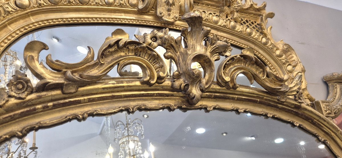 Grand miroir Napoleon III ancien doré au mercure 125*210 cm-photo-2