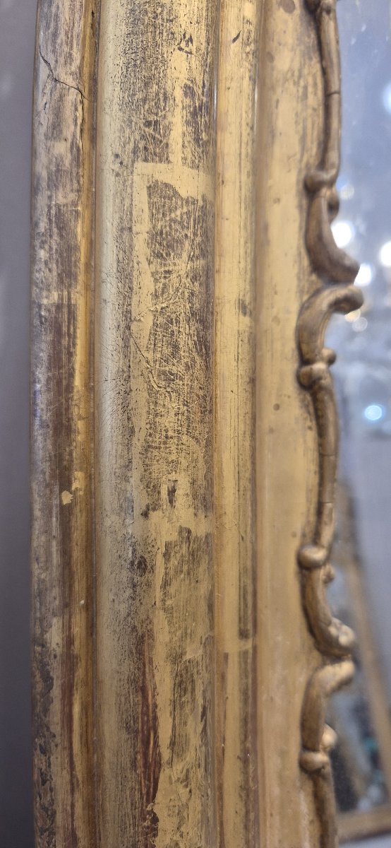 Grand miroir Napoleon III ancien doré au mercure 125*210 cm-photo-3
