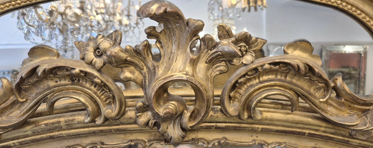 Grand miroir Napoleon III ancien doré au mercure 125*210 cm-photo-2