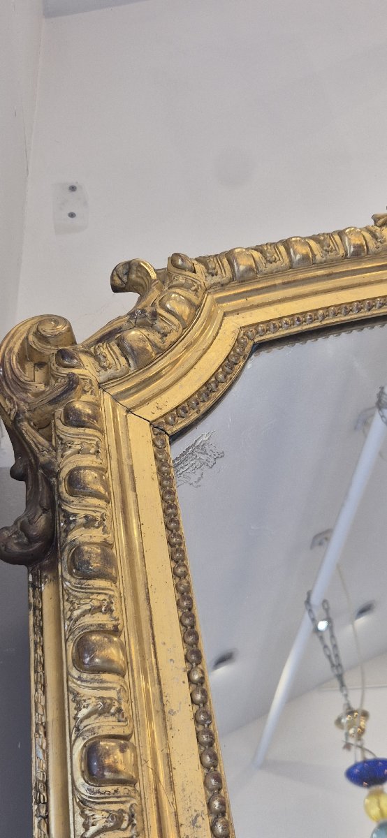 Très grand et très large miroir Napoléon III doré glace ancienne 170*280cm-photo-4