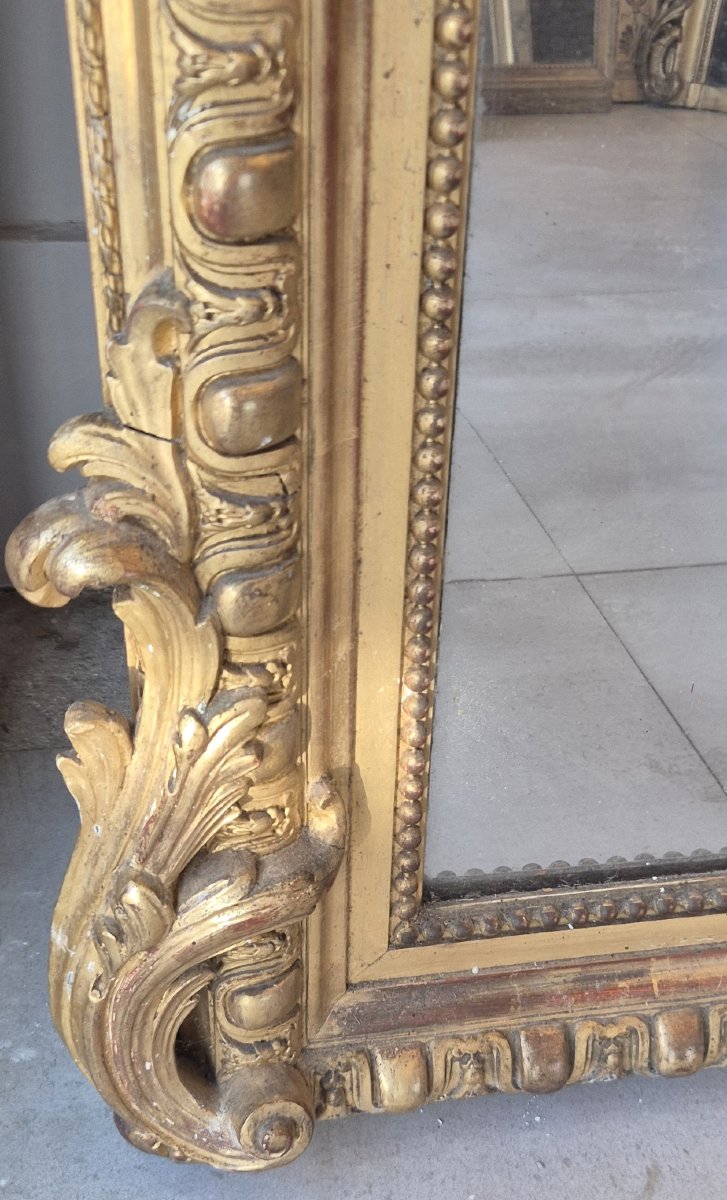 Très grand et très large miroir Napoléon III doré glace ancienne 170*280cm-photo-1