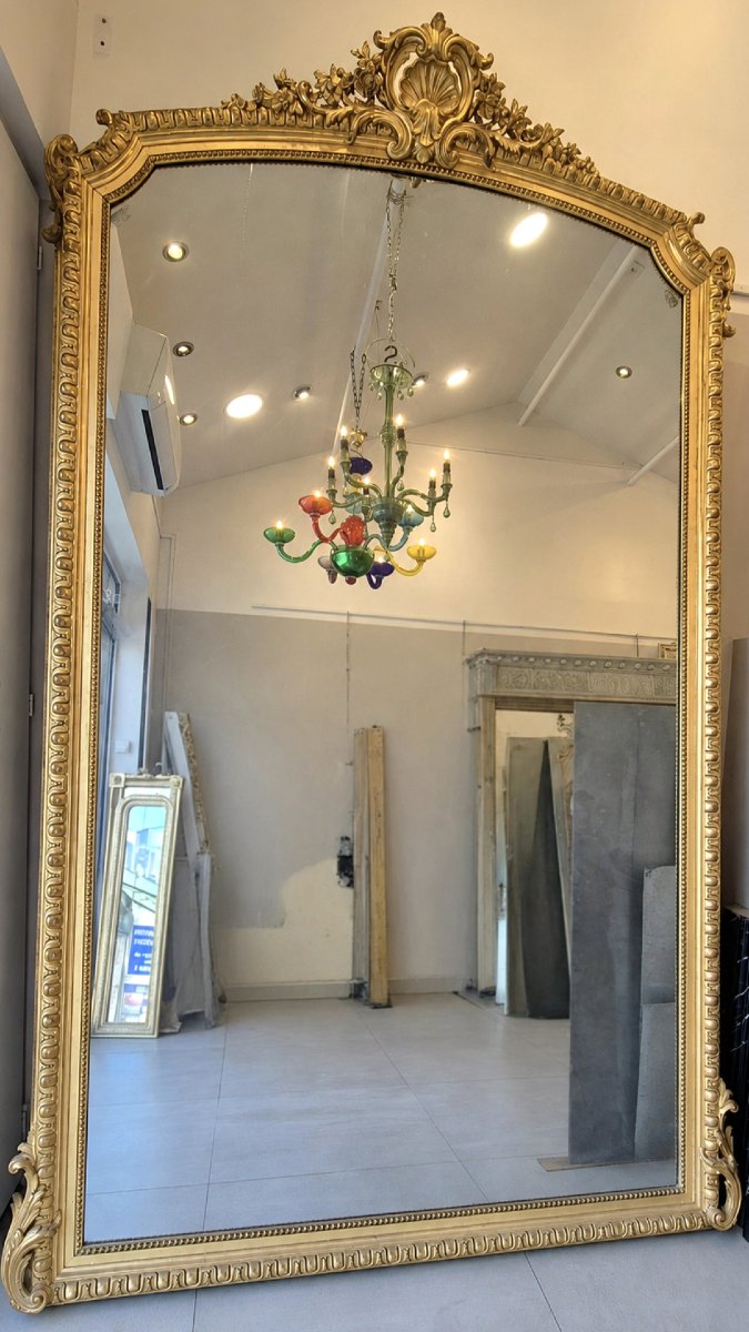 Très grand et très large miroir Napoléon III doré glace ancienne 170*280cm
