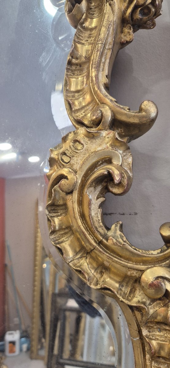 Louis XV Mirror Made Of Wood Gilded With Gold Leaf, 70 X 90 Cm-photo-2