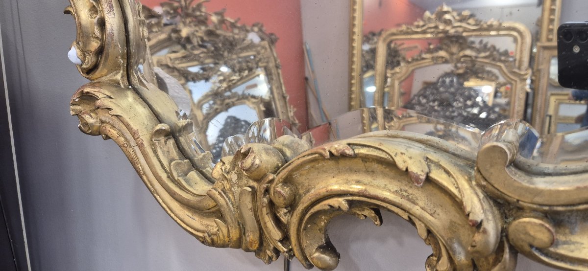 Louis XV Mirror Made Of Wood Gilded With Gold Leaf, 70 X 90 Cm-photo-4