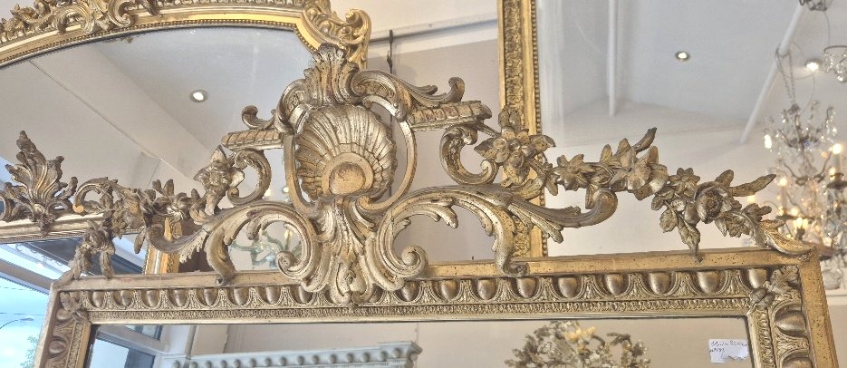 Large Gilded Napoleon III-era Mirror, 110 X 200 Cm-photo-4