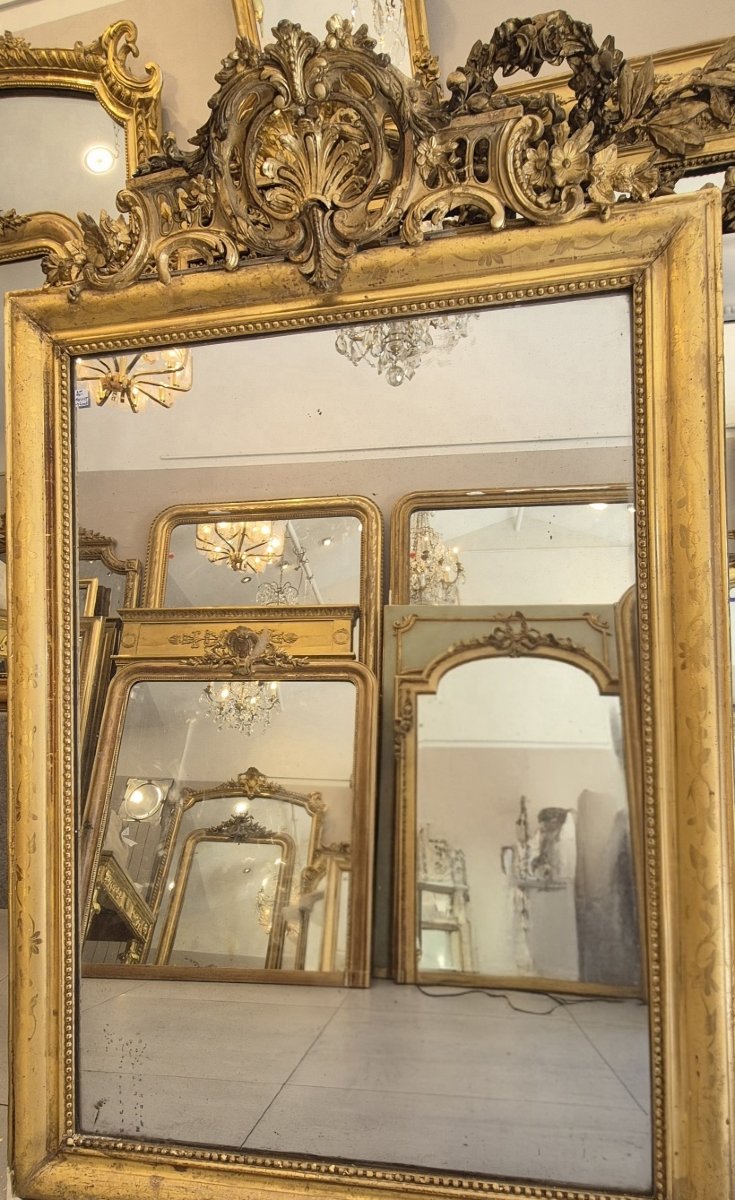 Miroir Louis Philippe cartouche  rectangulaire mercure  102*155cm