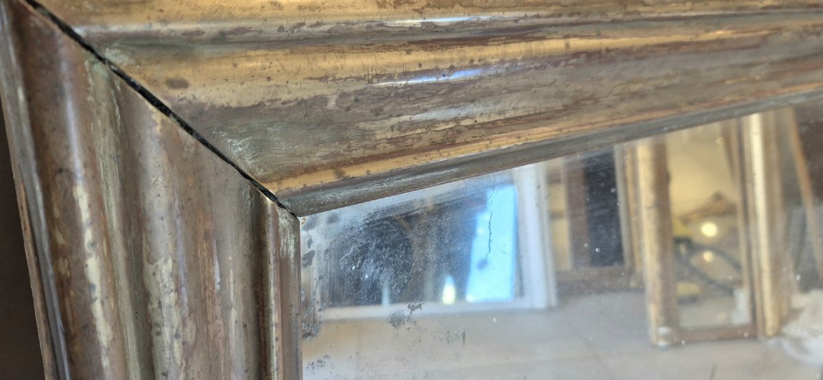 Copper And Wood "bistrot" Mirror With Mercury Accents, 81 X 98 Cm-photo-2