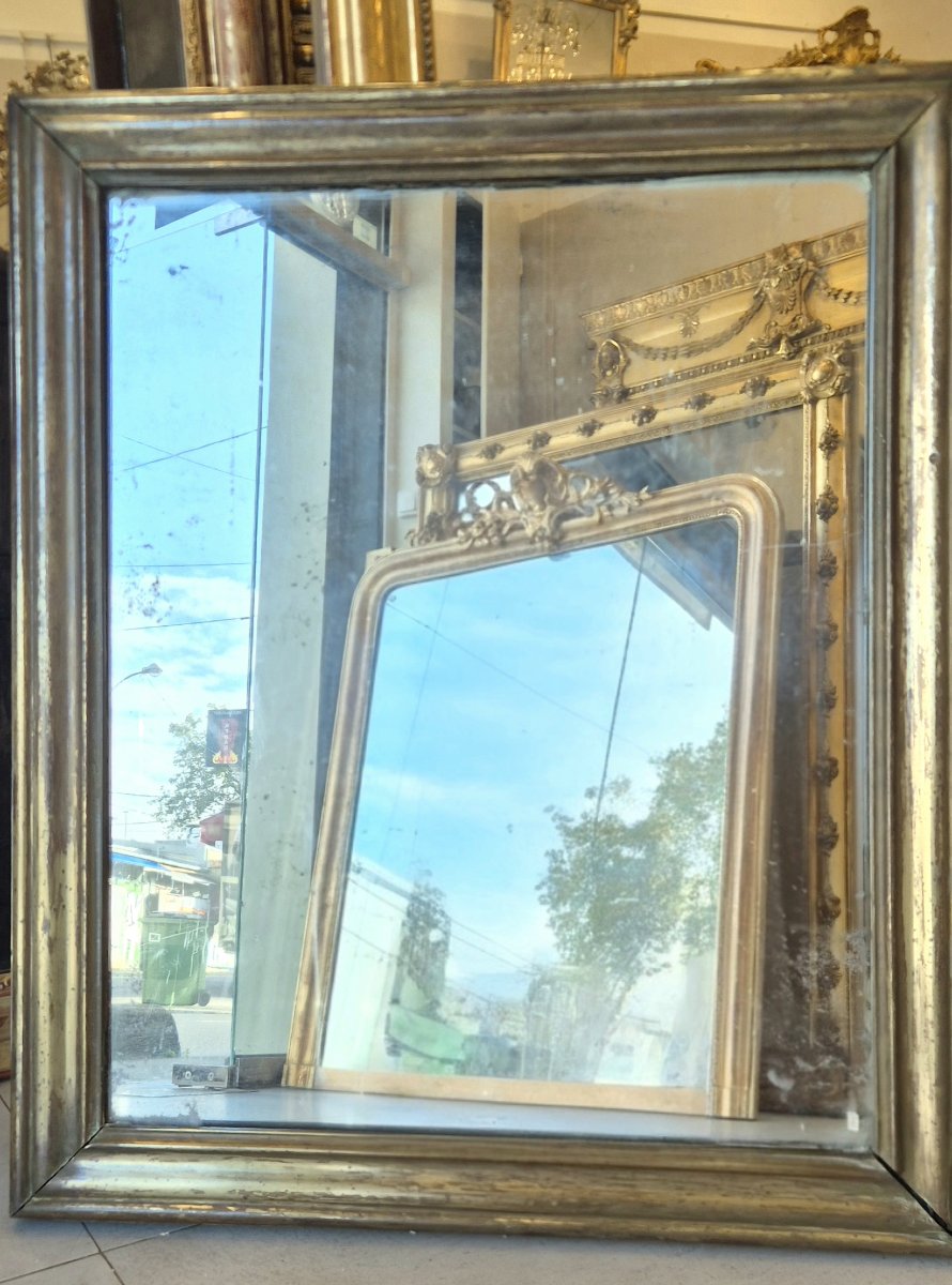 Copper And Wood "bistrot" Mirror With Mercury Accents, 81 X 98 Cm