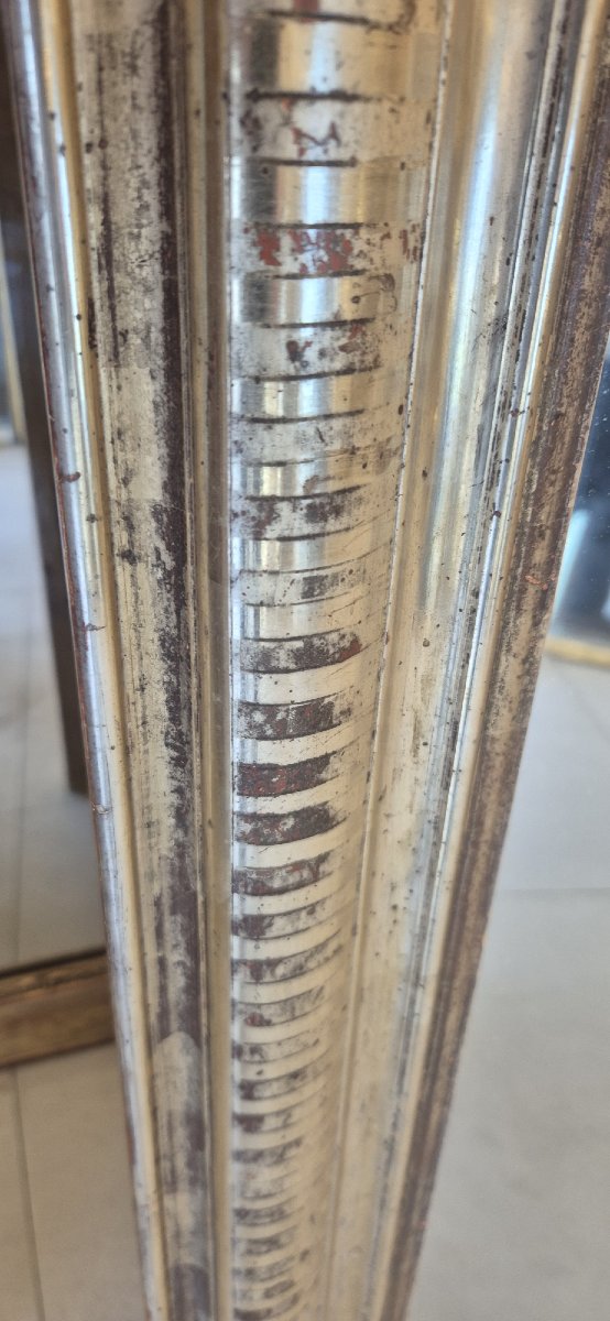 Antique Silver-plated Louis Philippe Mirror, 88 X 142 Cm-photo-3