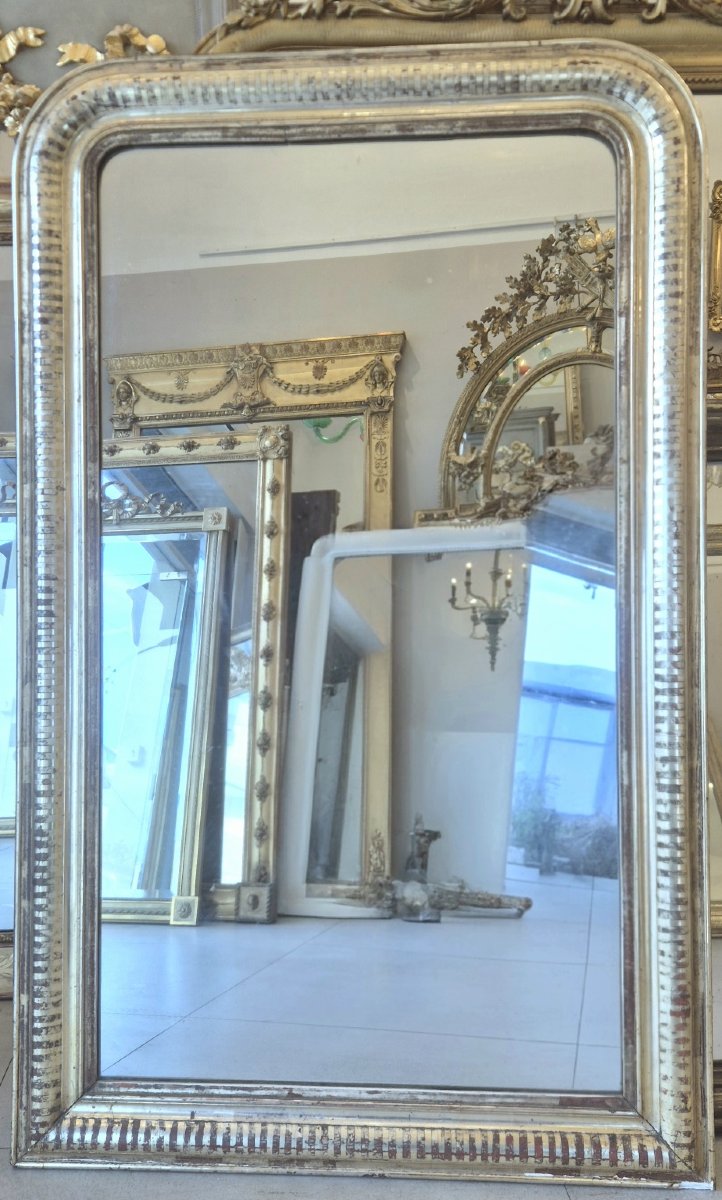 Antique Silver-plated Louis Philippe Mirror, 88 X 142 Cm