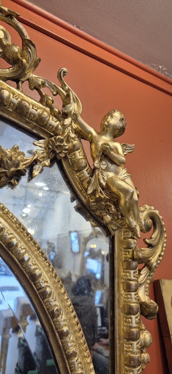 Antique Beveled Mirror With Glazing Beads, 90 X 125 Cm-photo-4