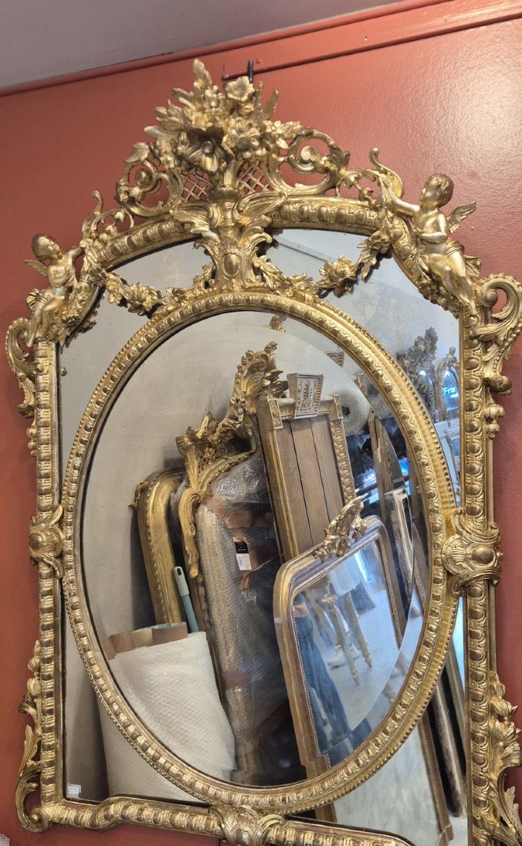 Antique Beveled Mirror With Glazing Beads, 90 X 125 Cm