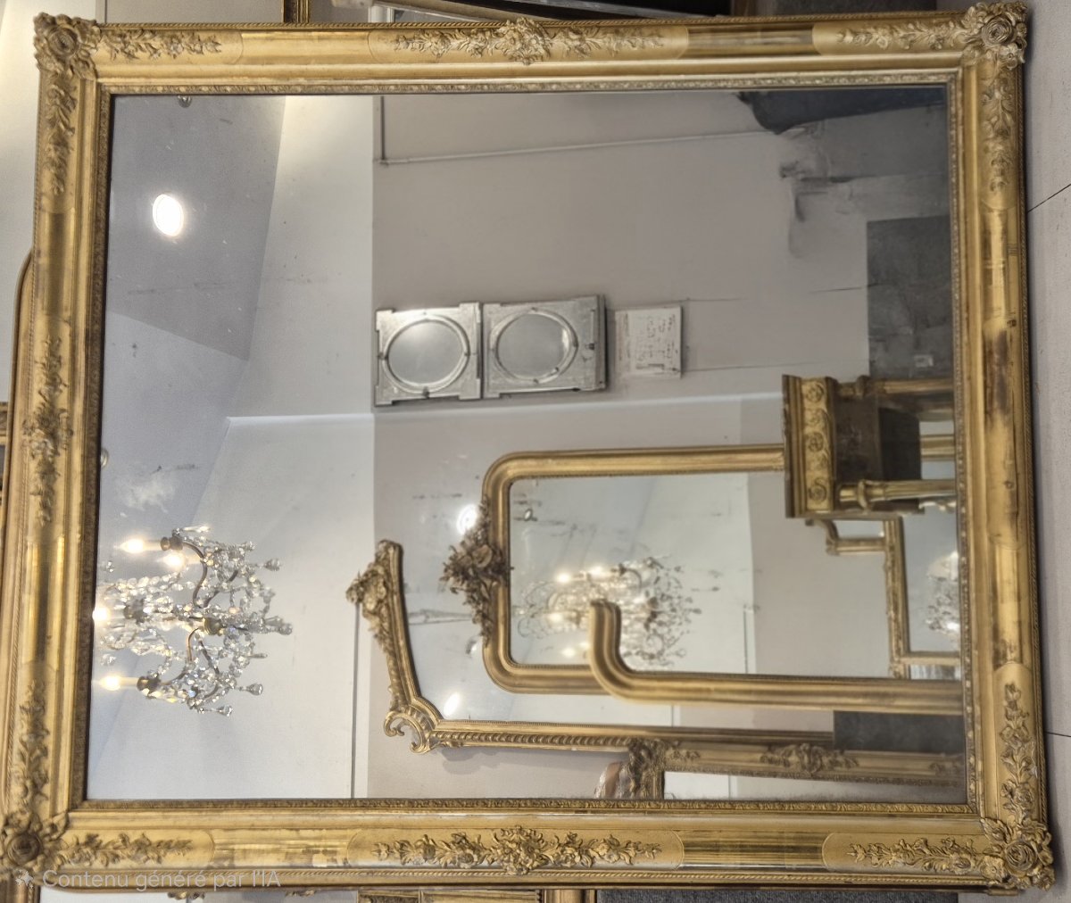 Antique Gilded "mercure" Mirror, 128 X 150 Cm-photo-3
