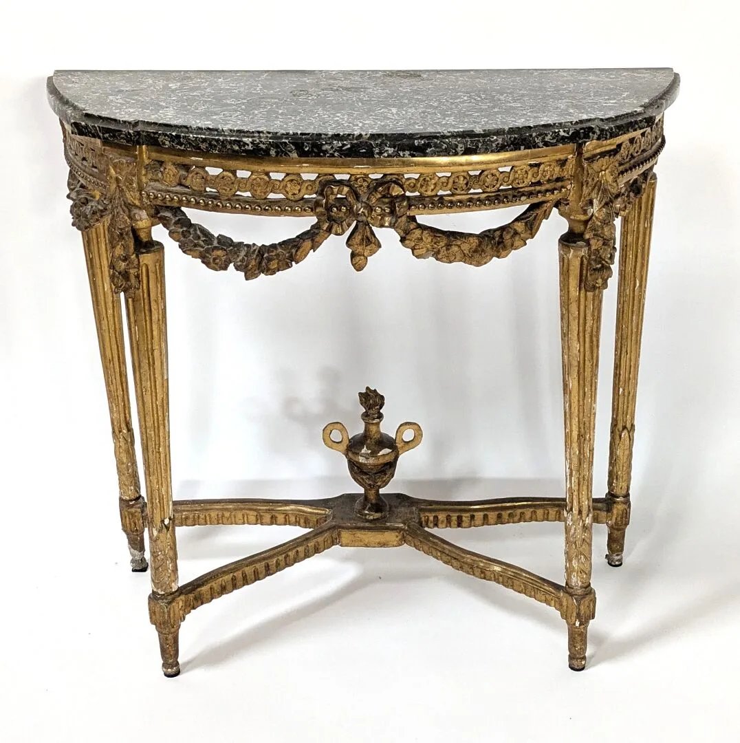 Console époque Louis XVI  feuilles d'or  97cm-photo-2