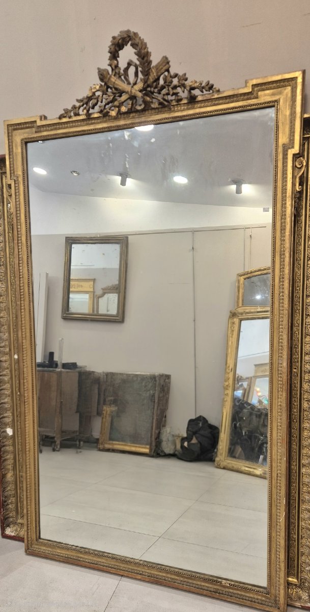 Grand miroir ancien Louis XVI doré  110*198cm-photo-2