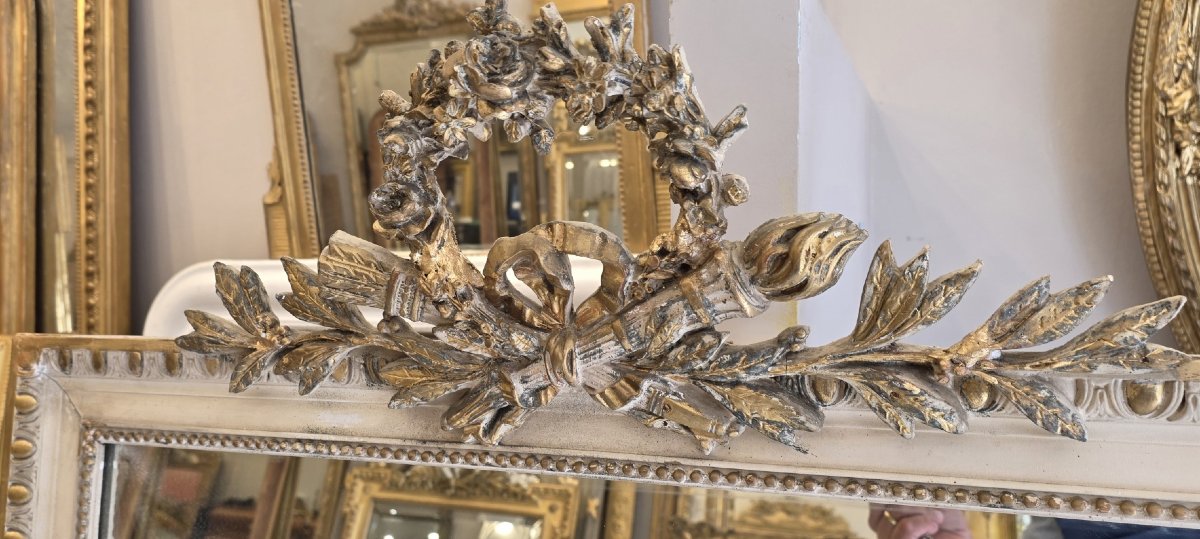 Antique Louis XVI Lacquered Mirror, 88 X 148 Cm-photo-2