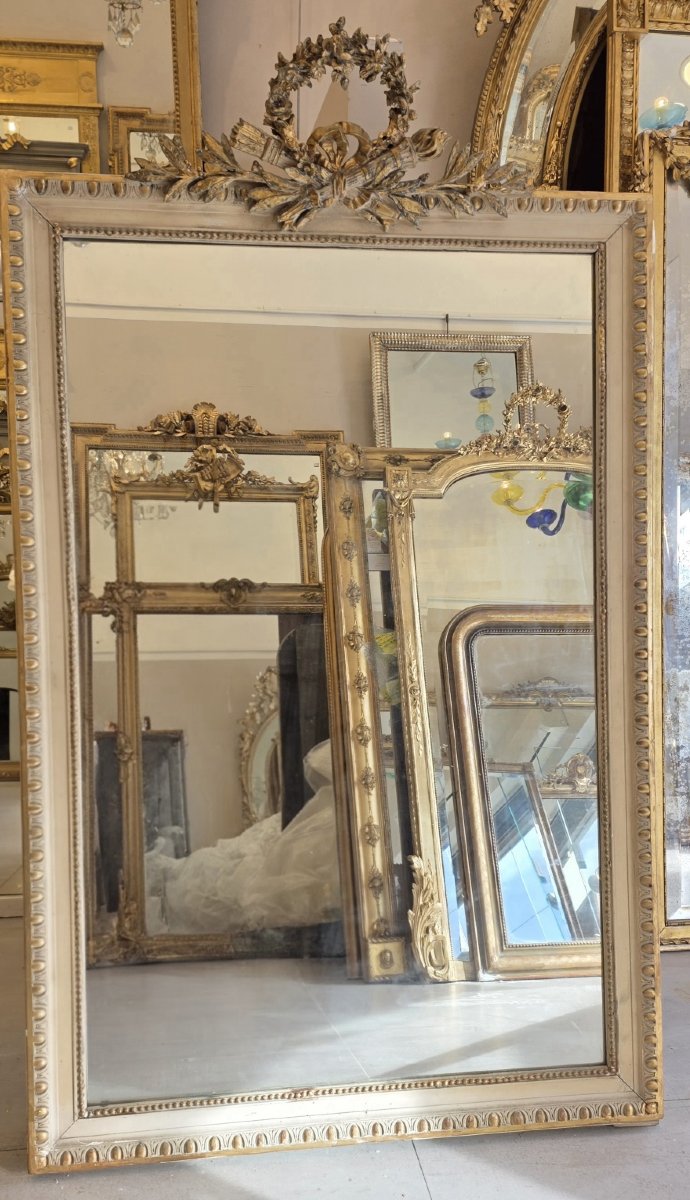 Antique Louis XVI Lacquered Mirror, 88 X 148 Cm-photo-4