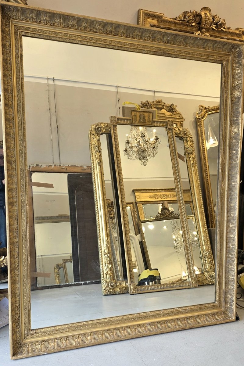 Rectangular Gilded Empire-style Mirror, 135 × 166 Cm-photo-2