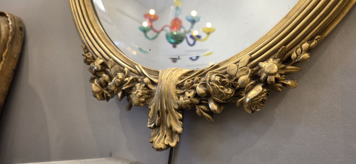miroir oval Louis XVI glace biseautée 65*95 cm-photo-3