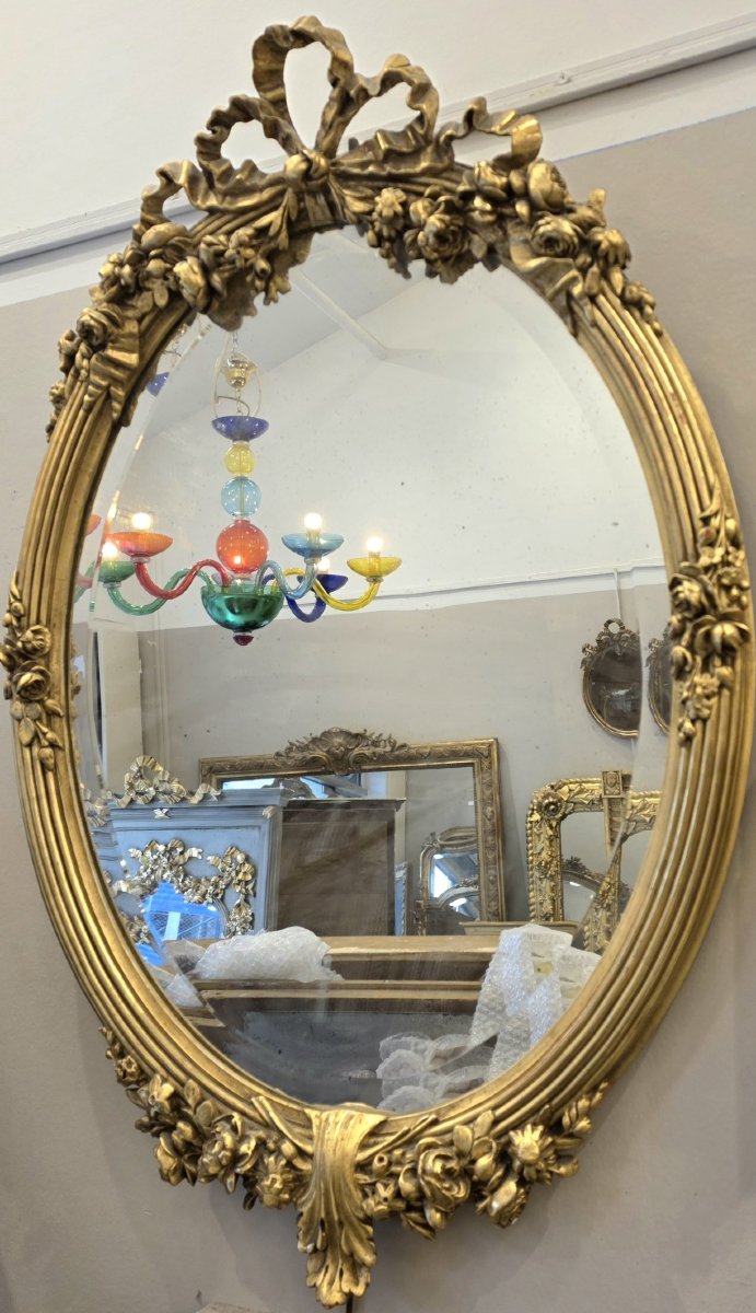 miroir oval Louis XVI glace biseautée 65*95 cm-photo-4