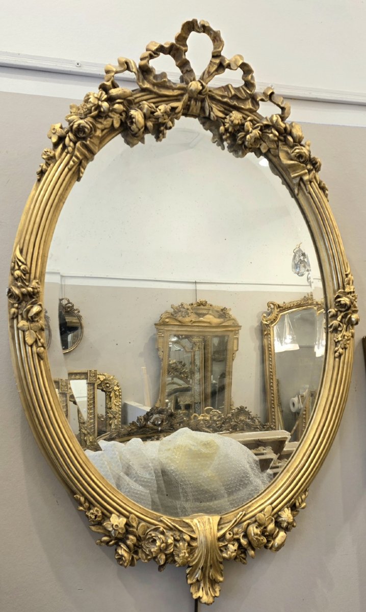 miroir oval Louis XVI glace biseautée 65*95 cm-photo-1