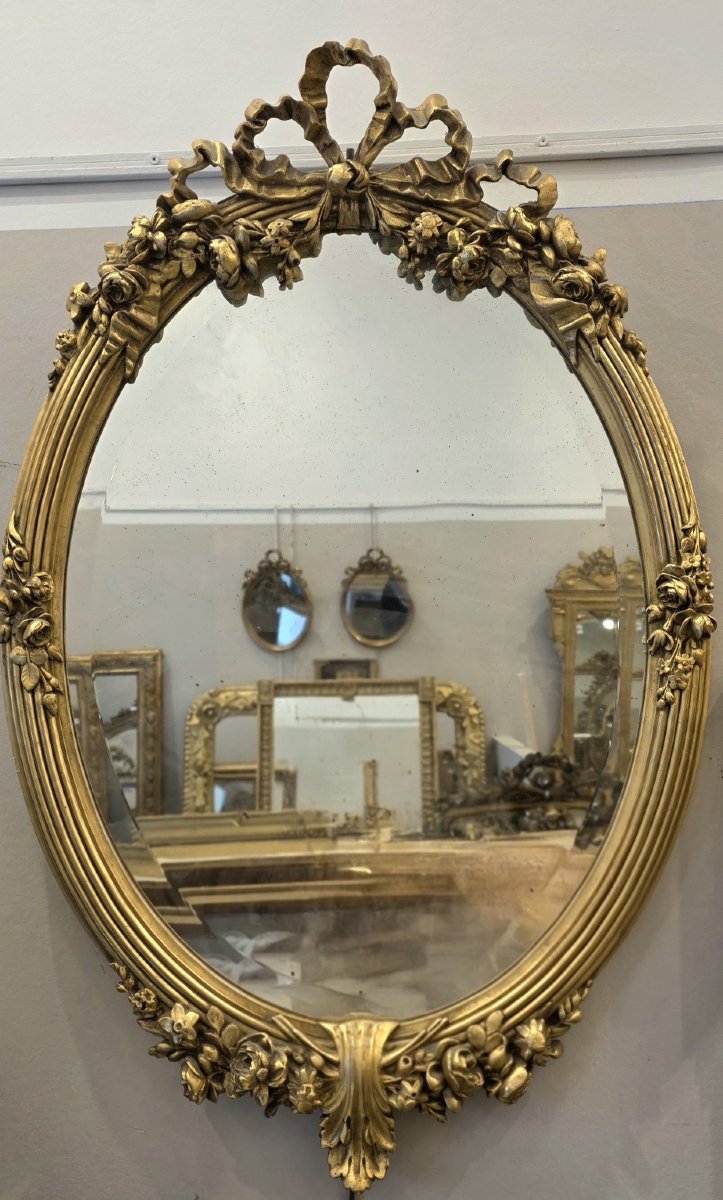 miroir oval Louis XVI glace biseautée 65*95 cm