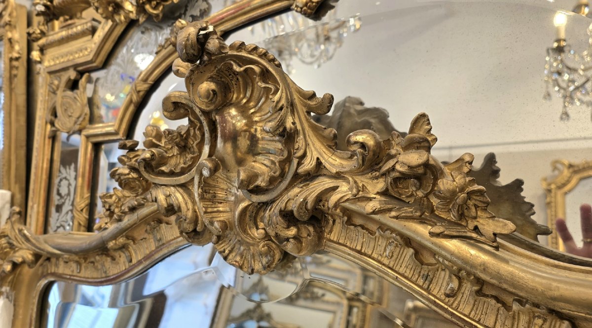 Antique Gilded Louis XV Mirror, 102 X 148 Cm-photo-3