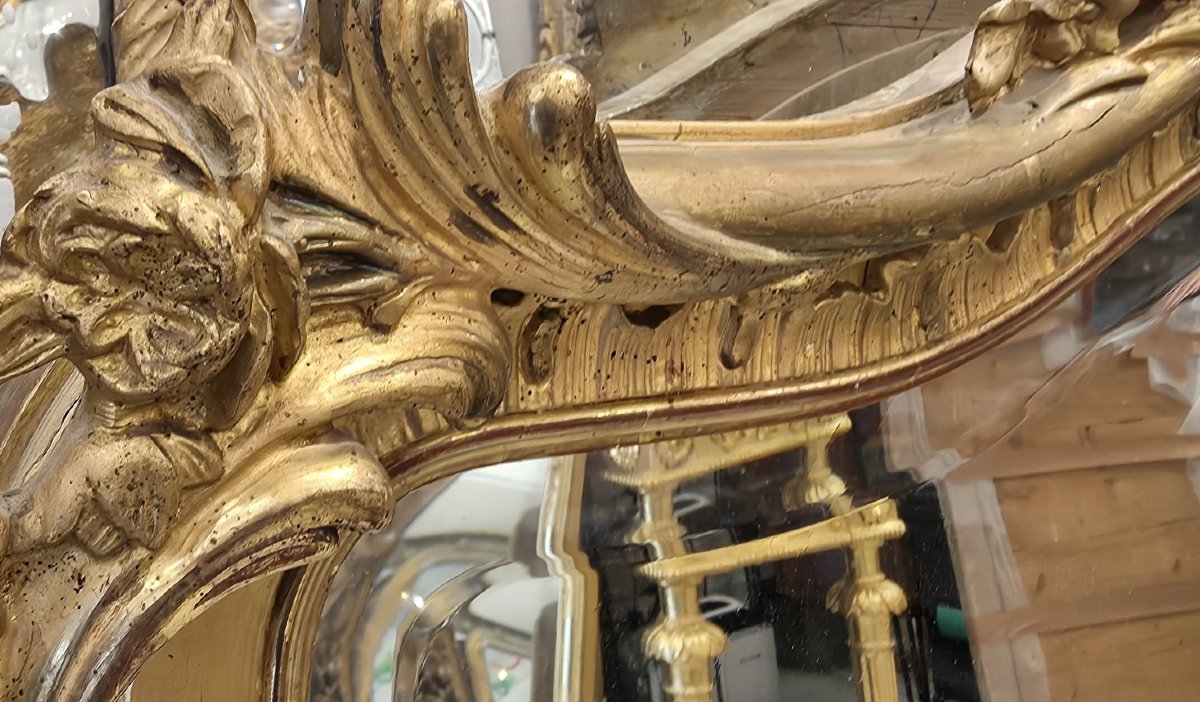 Antique Gilded Louis XV Mirror, 102 X 148 Cm-photo-4