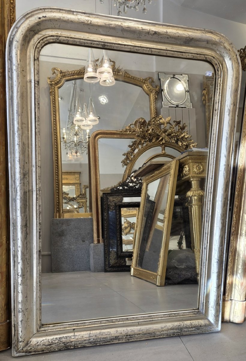Louis Philippe Mirror With Silver Leaf, 77 X 102 Cm-photo-2