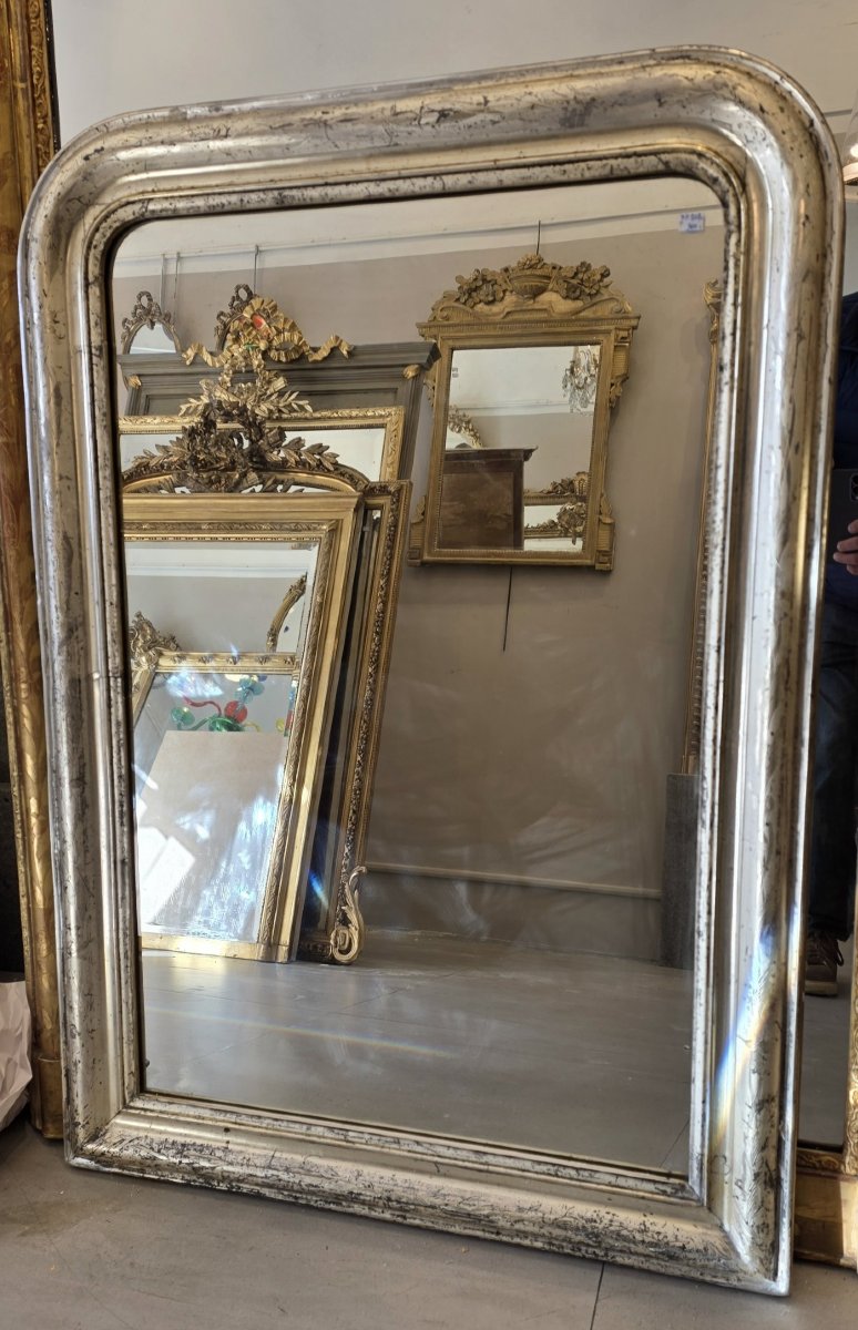Louis Philippe Mirror With Silver Leaf, 77 X 102 Cm-photo-1