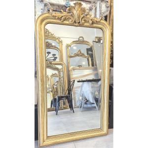 miroir doré Louis Philippe coquille glace ancienne 85*150 cm