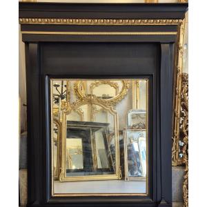 large trumeau miroir ancien noir doré 140*165 cm
