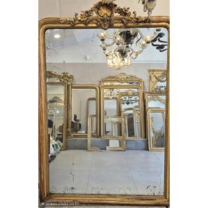 Large miroir doré décor coquille fleurs 138*196CM