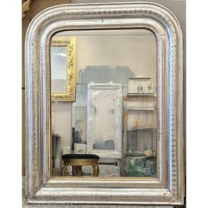 miroir gris argenté Louis Philippe glace ancienne 47*59 cm