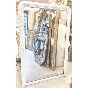 miroir ancien Louis Philippe blanc berain glace mercure 105*155 cm