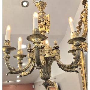 Louis XIV Style Chandelier, Gilt Bronze, 6 Lights, 60 Cm