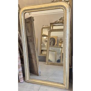 Miroir Louis Philippe feuilles or blanc  85*140cm