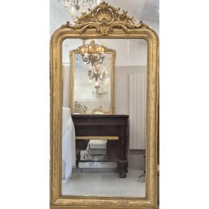 Louis Philippe Shell-shaped Antique Glass Mirror, 102 X 190 Cm
