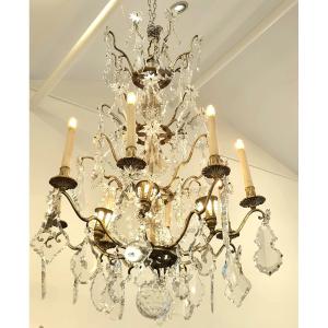 Lustre cristaux baccarat époque Napoléon III 12  lumières  70*95cm