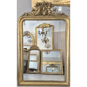 Miroir Louis Philippe doré cartouche putti   110*170cm