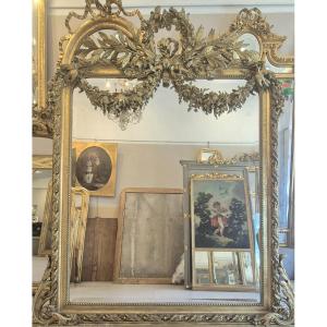 Très grand miroir Napoleon III guirlandes 172*195 cm